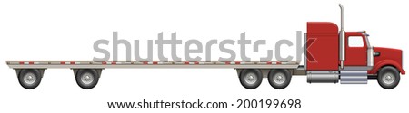 Illustration of a flatbed truck. The bed is empty and ready for your creative ideas.