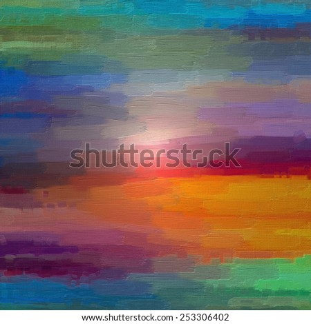 Digital structure of painting. Abstract rainbow colorful art line