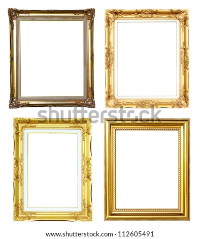 4 golden frame on white background