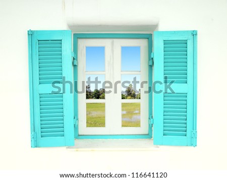 Greek style windows with country field view