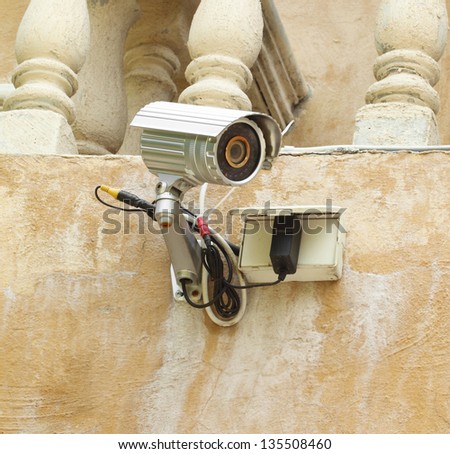 security camera CCTV and box control on the wall