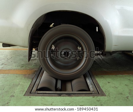 brake testing system of a car (rear wheel)