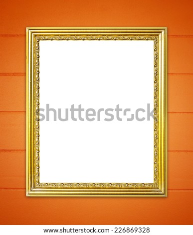 blank golden frame on cement wall background
