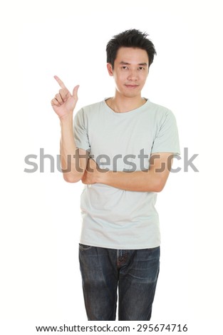man think of idea with t-shirt isolated on white background