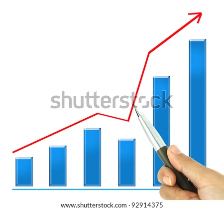 pen pointer a graph on white background