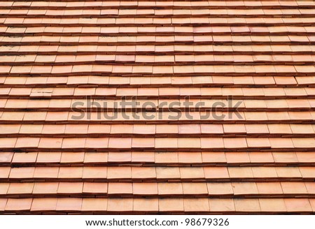 The Clay Roof Tiles of a House in the Countryside of Thailand