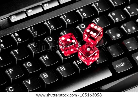 playing dice for game online on computer keyboard