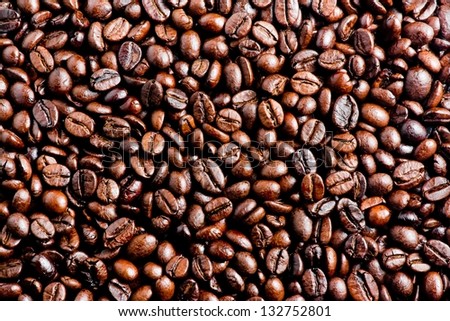 background,  close-up of the a lot of coffee beans