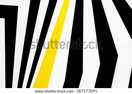 black and white abstract regular geometric fabric texture background, with yellow line