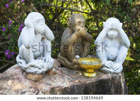 Three Monkeys With Different Faces - No Speak, No See, No Hear at Koh Samui Thailand