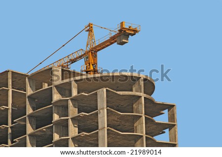 modern monolithic housebuilding and crane