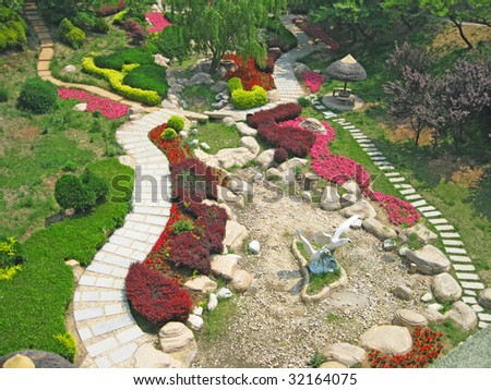 Landscape Outdoor Garden Design At Dalian Zoo China Stock Photo 