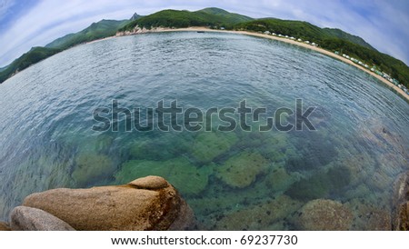 Fish-eye view of the Russian Primorye Spokoynaya bay