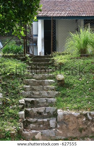 Rural house and stone stair