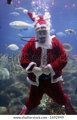 Underwater Santa Clause (note: image is slightly grainy due to low light condition.)