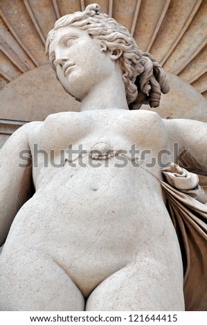 Naked woman sculpture in Trieste, Italy