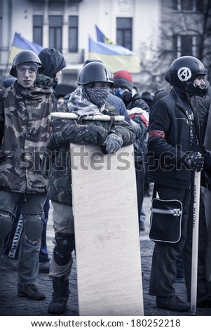KHARKOV/UKRAINE - 23 FEBRUARY 2014: evromaydan self-defense in Ukraine. February 23 Ukraine.