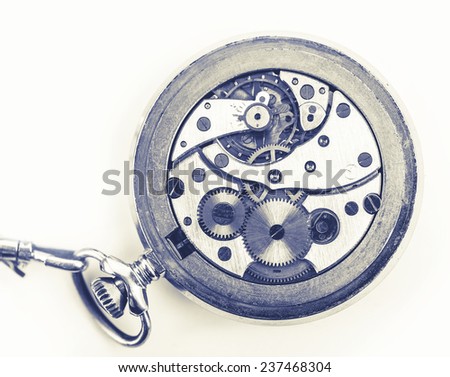 mechanism of vintage watches on a white background