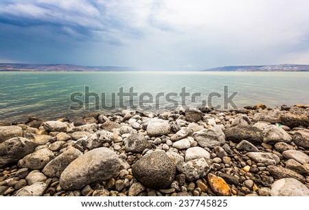 Sea of Galilee landscape in summer day