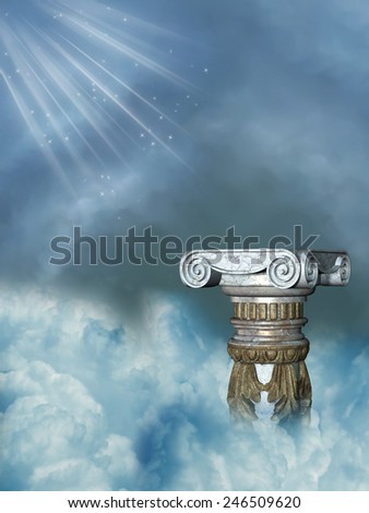 Fantasy fairy Landscape in the sky with column