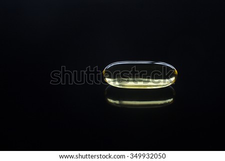 Cod liver fish oil omega 3, 6 and 9 capsule health food supplement.