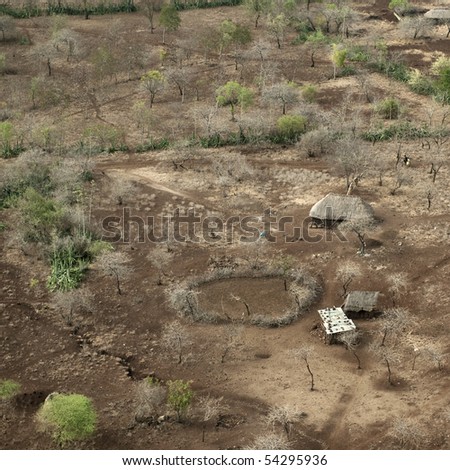 Aerial view of a Tanzanian house, Africa