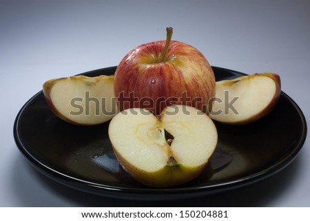 Apple slice above dishes