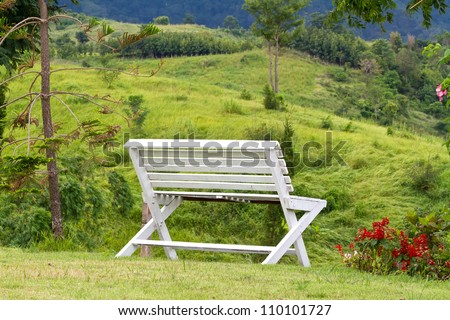 A wooden lawn chair