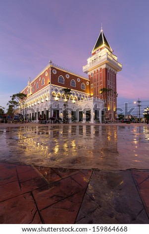 the Main Guard building by night in the Venezia Huahin Thailand