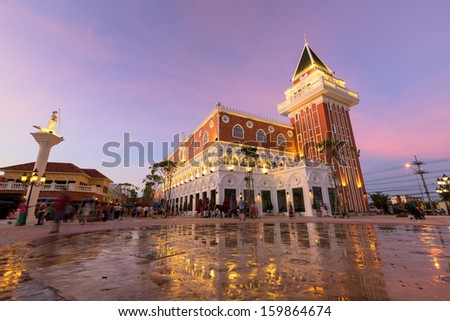 the Main Guard building by night in the Venezia Huahin Thailand