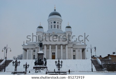 Helsinki cathedral in Finland .Winter