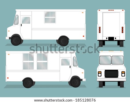 Illustrated food truck graphic with all views Food Truck Vector Template Illustrated food truck graphic with all views Food Truck Vector Template
