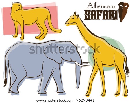Safari Animals Retro Style