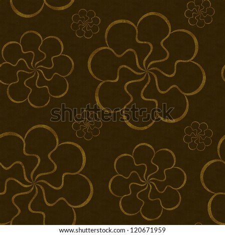 dark khaki seamless pattern with abstract  twisted flowers