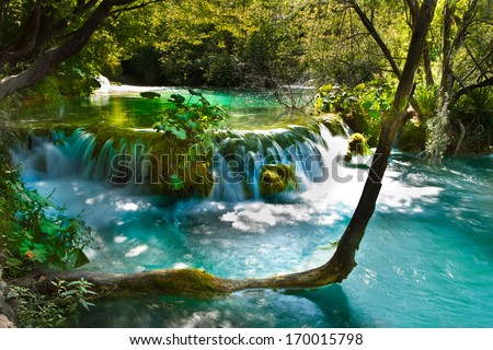 Magical, exotic waterfall landscape