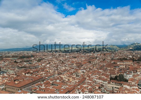 Italy. Florence. Panoramic view to the city and streets from above