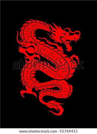 Vector illustration of a red Chinese dragon on black background Vector illustration of a red Chinese dragon on black background