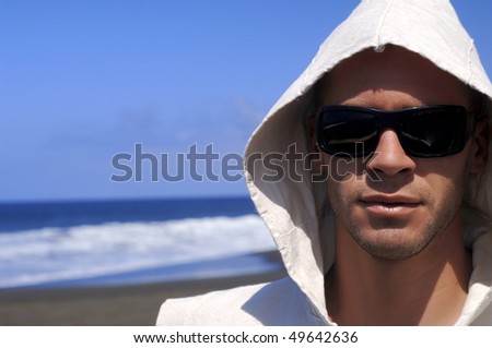 caucasian man with hood