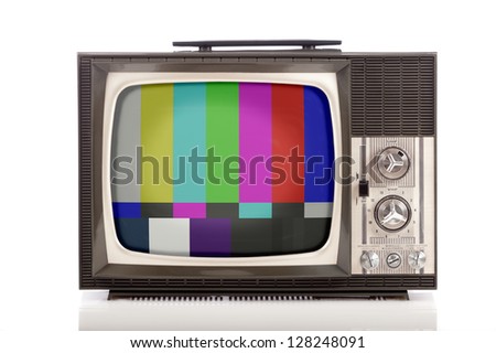 retro portable television on white background