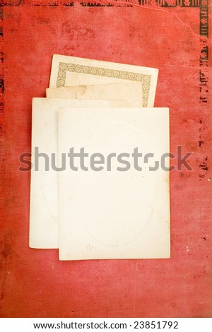 old blank cards in red background