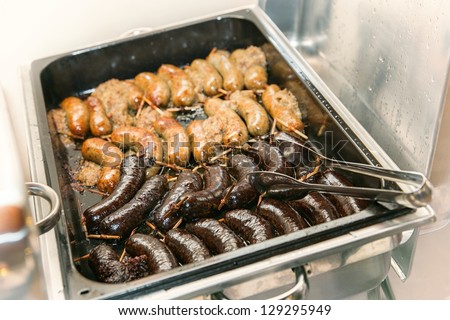 The traditional European delicacy - sausage and black pudding