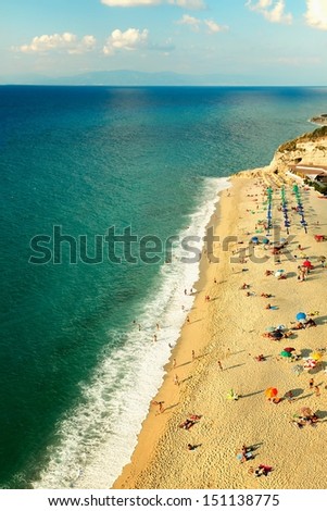 View of a beautiful beach in Tropea in southern Italy