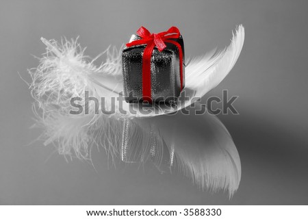 Small romantic  present on white feathers