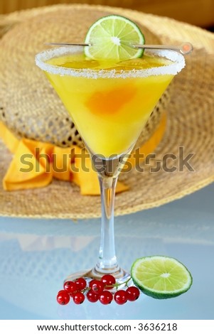 Summer recreational drink  - with of the mango with red currants
