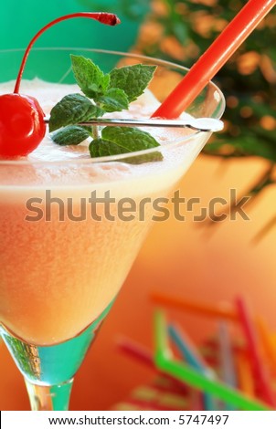 Summer alcoholic recreational drink with cherry