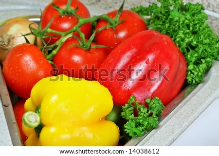 Close up vegetable - colored pepper and tomato