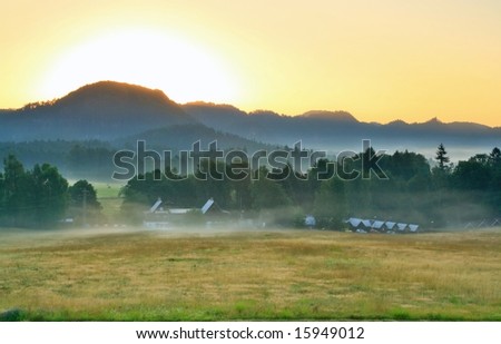 Gold sunrise in beauty landscape