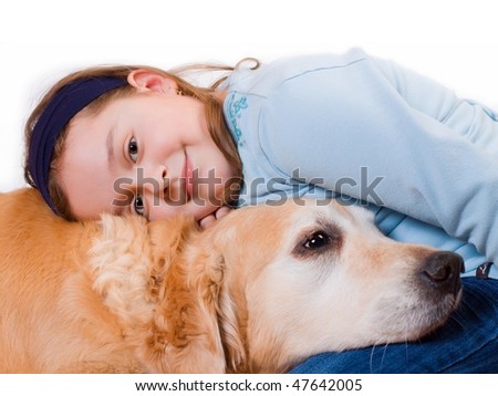 Cute girl and her dog friend