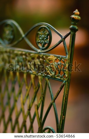 Detail beautiful old chair in street cafe in Tuscany - very soft focus