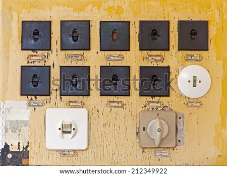 The Old electric switches on the wall